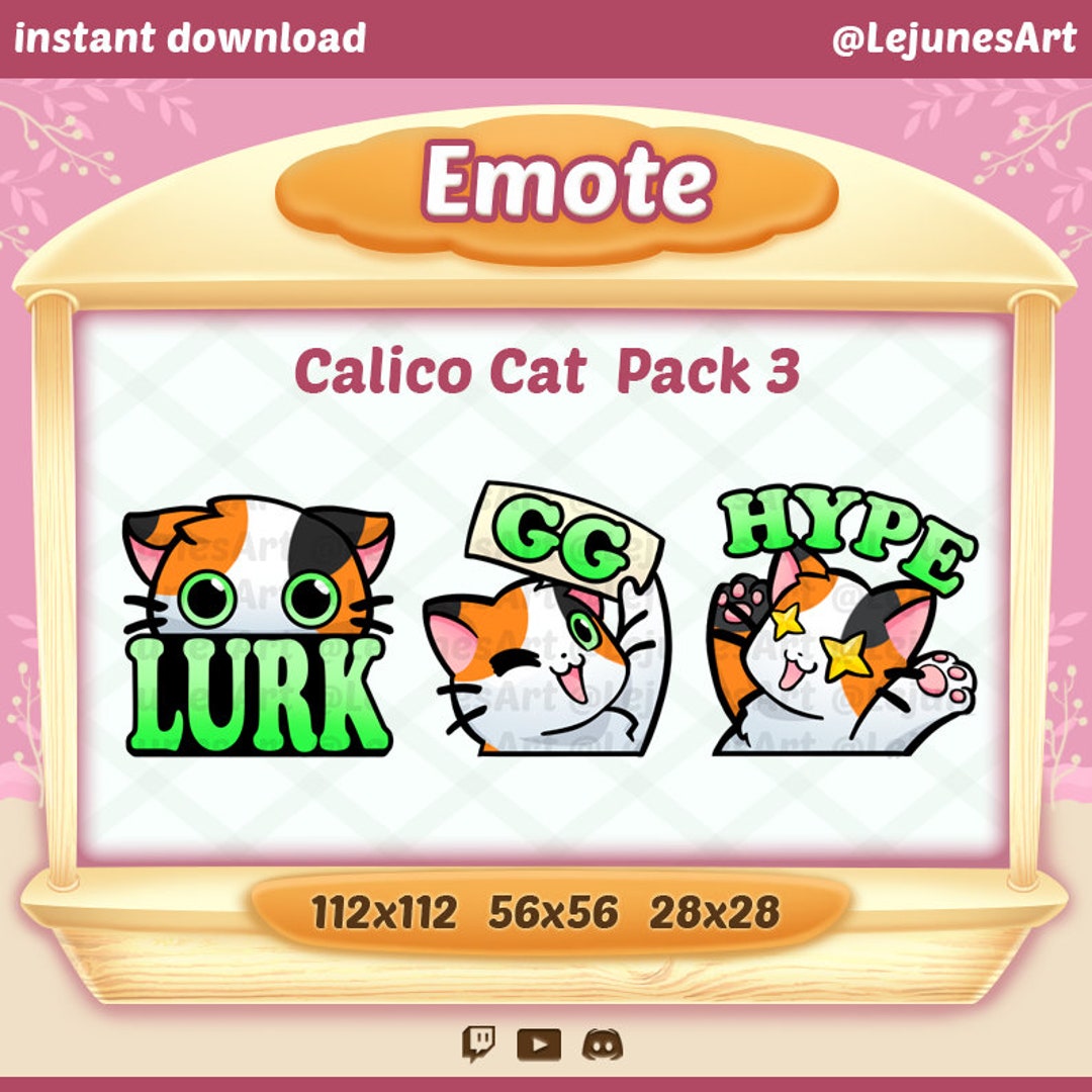 Twitch Emote Cat / Calico Cat Emote / Emoji / Emoticon / Cute Kitty ...