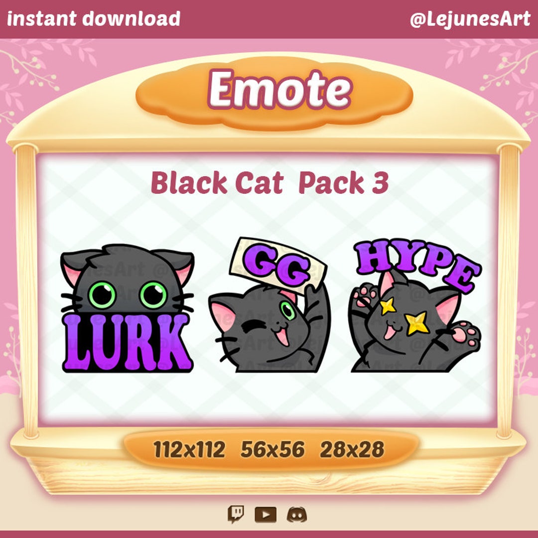 Twitch Emote Cat / Black Cat Emote / Emoji / Emoticon / Cute Kitty ...