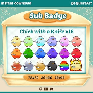 Chick Sub Badgege x18 / Sub Badges for Twitch, discord and Youtube / Duck bit Badges / Chick bir badge / cute sub badge