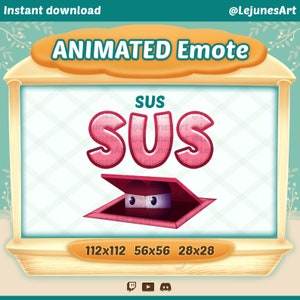 Animated Emote SUS | Text Twitch emotes | Slang Twitch Emote | Youtube | Discord | Twitch | Streamer Emote | Animated file + Static File