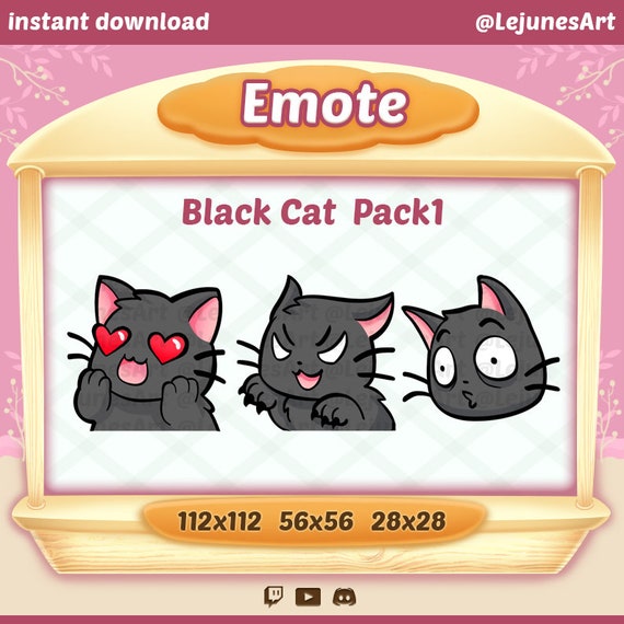 Twitch Emote Cat / Black Cat / Emoji / Emoticon / Cute Kitty / Etsy