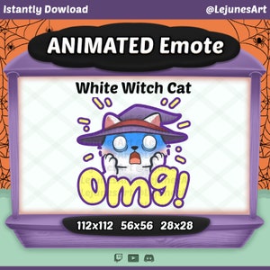 Animated Witch Cat Emote | Halloween Twitch emotes  | Youtube Emote | Discord Emote | White Cat Emote | Hype |