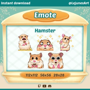 Hamster Emote / Hamster meme emote / Kawaii / Cute / Rat / Animated GIF para Youtube Discord y Twitch / BUNDLE 5 EMOJI