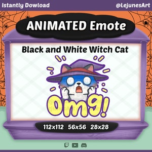 Animated Witch Cat Emote | Halloween Twitch emotes  | Youtube Emote | Discord Emote | Black Cat Emote | Hype |