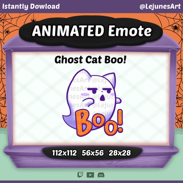 Animated Ghost Cat Emote | Halloween Twitch emotes  | Youtube Emote | Discord Emote | Community Emote | Streamer Emote |