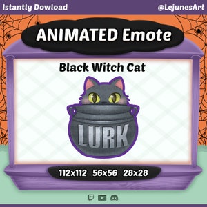 Animated Witch Cat Emote | Halloween Twitch emotes  | Youtube Emote | Discord Emote | Black Cat Emote | Hype |