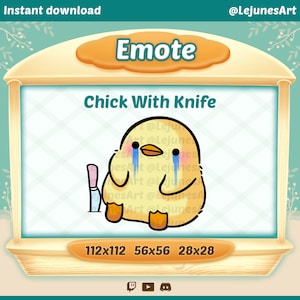 Chick Emote  /Twitch emotes / Emote for twitch, Discord  and Youtube / Meme Emote / Chick with knife emote /duck with knife twitch emote
