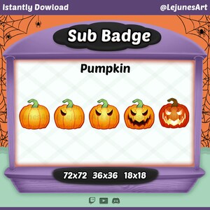 Pumpkin Sub badge /Twitch Sub Badge / Halloween sub badge / emoji / Kawaii / Cute /  discord / youtube / 5x loyalty badges