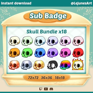 x18 Skull twitch badge |  Loyalty - Bit Badges for Twitch youtube and Discord | Skull Bit Badge