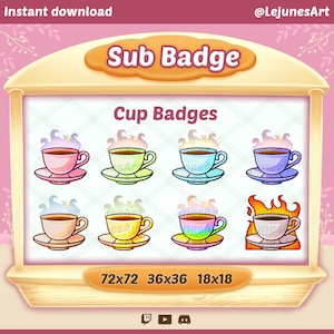 Kaffeetasse Sub Anstecker |  Twitch Bit Anstecker | Twitch Sub Badges | Kaffeetasse |  Tasse Sub-Anstecker |  COFFEE TEA Twitch Sub Anstecker