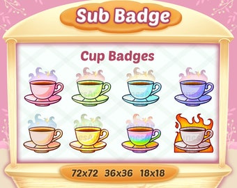 Coffee Cup Twitch Sub Badges: Mug Emotes (Digital Download)