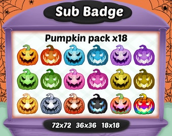 Pumpkin Sub badge /Twitch Sub Badge / Halloween sub badge / emoji / Kawaii / Cute /  discord / youtube / 18x loyalty badges
