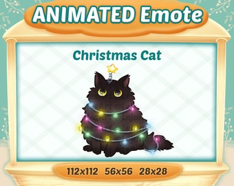 Emote animado de gato navideño: Twitch, Discord, YouTube (descarga digital)