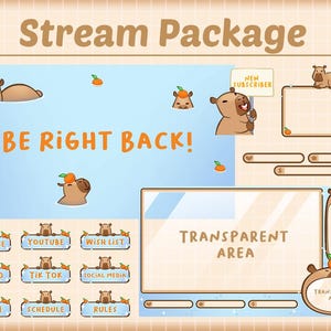 Animerad Twitch Stream Overlay | Capybara (digital nedladdning)