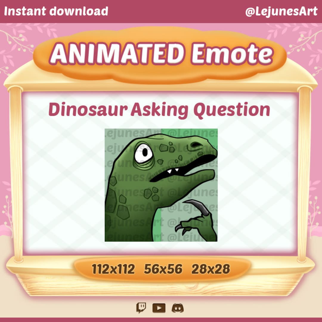 Dinossaur Asking Question Emote Animated Meme Twitch Emotes Animated GIF for Youtube Discord and