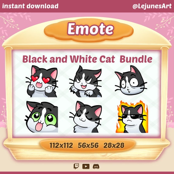 Twitch Emote Cat / Black and White Cat / Emoji / Emoticon / Etsy