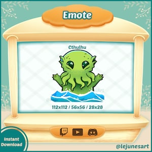 Twitch emotes / Emote for twitch, Discord  and Youtube / Cthulhu Emote  / emotes for streamers / Kawaii emote / Cute emotes  / Cthulhu