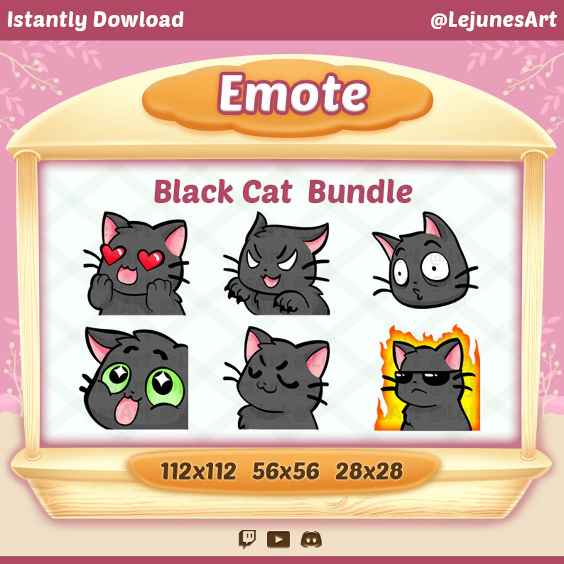 Twitch Emote Cat / Black Cat / Emoji / Emoticon / Cute Kitty / Etsy