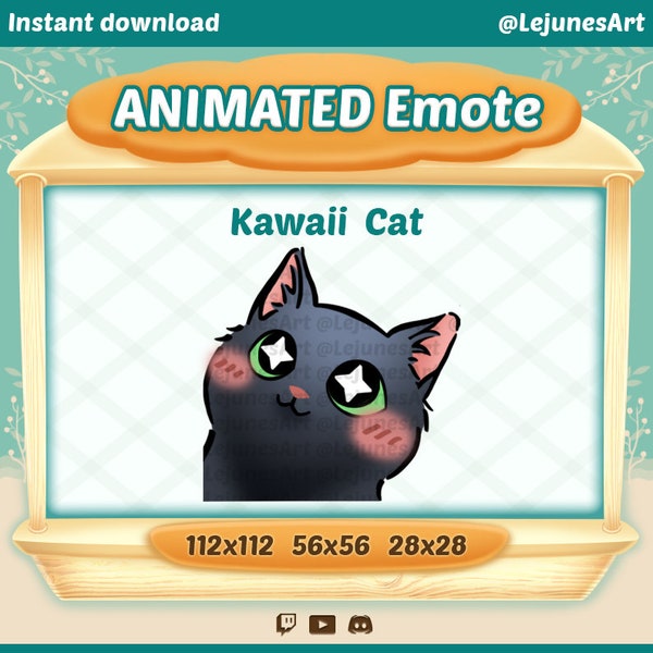 Animated Black cat Emote | meme Twitch emotes | Animated GIF for Youtube Discord and Twitch | Bright Eyes