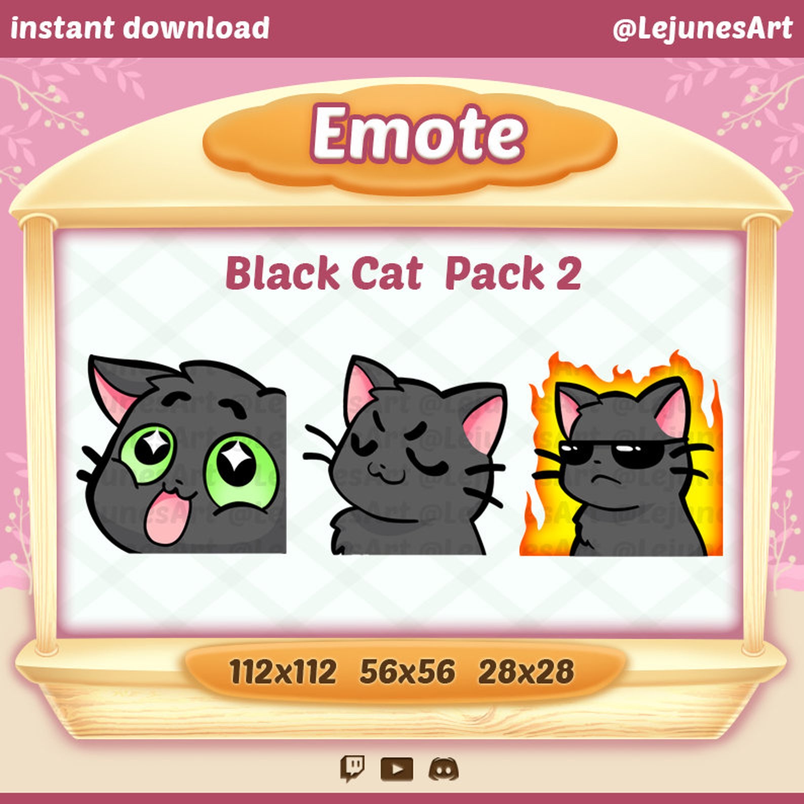 Twitch Emote Cat / Black Cat / Emoji / Emoticon / Cute Kitty / Kawaii