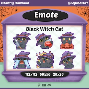 Black Cat Twitch emote / Halloween Emote / Cute emojis for discord youtube and twitch  Streamer / Witch emote / BUNDLE 6 EMOTES