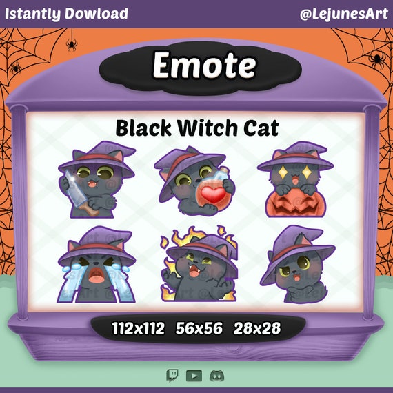 Black Cat Twitch Emote / Halloween Emote / Cute Emojis for 