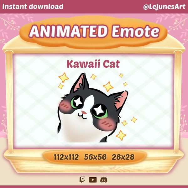 Animated cat Emote | Black and white Cat Twitch emotes  | Animated GIF for Youtube Discord and Twitch