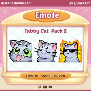 Twitch Emote Cat / Tabby Cat / Emoji / Emoticon / Cute Kitty / Kawaii / Discord / Youtube / Bundle / Emotes for streamers /  cute / pack 2