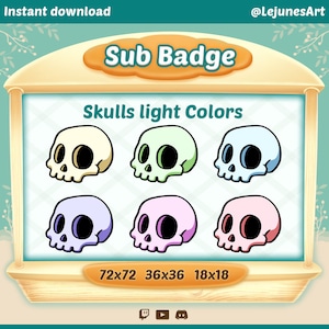 Skull Twitch Badges: Pastel Colors, Loyalty Bit Badges (Digital Download)