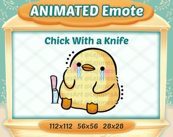 Animated Crying Chick Emote with Knife: Twitch, Discord, YouTube (Digital Download)