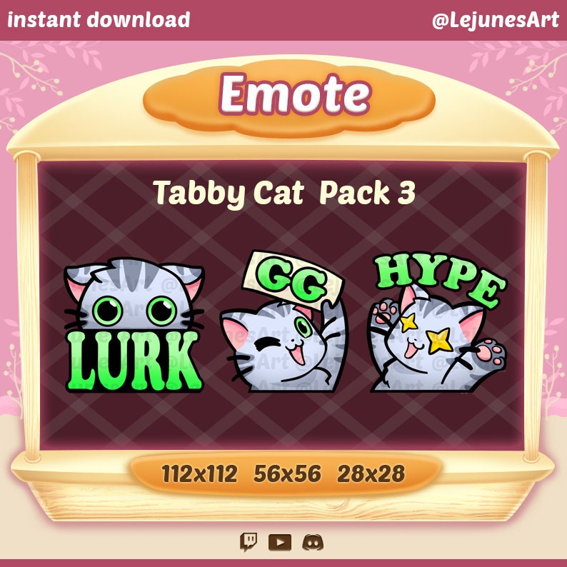 Twitch Emote Cat / Tabby Cat Emote / Emoji / Emoticon / Cute Kitty ...