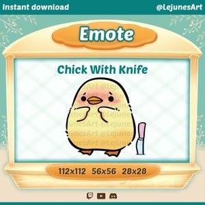 Chick Emote  /Twitch emotes / Emote for twitch, Discord  and Youtube / Meme Emote / Chick with knife emote /duck with knife twitch emote