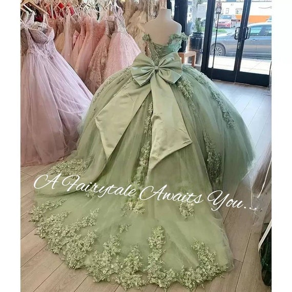 sage green quinceanera dresses