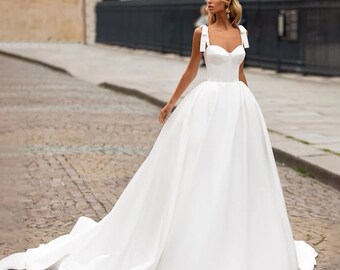 Satin Wedding Dress - Etsy