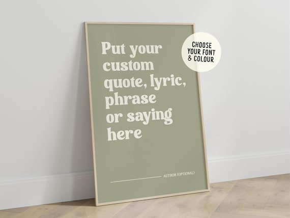 Custom Quote Print | Personalised Favourite Text Saying Phrase Song Lyrics Poster | Colourful Decor Gift | Typography Art | Unframed