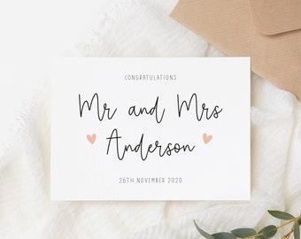 Personalised First Wedding Anniversary Card | 1 Year As Mr And Mrs | 1st Anniversary Card | Wife One Year Wedding Anniversary | Husband Card