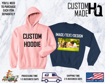 Custom Youth Crewneck Sweatshirt Add Your Own Image Design Text Front Back Side