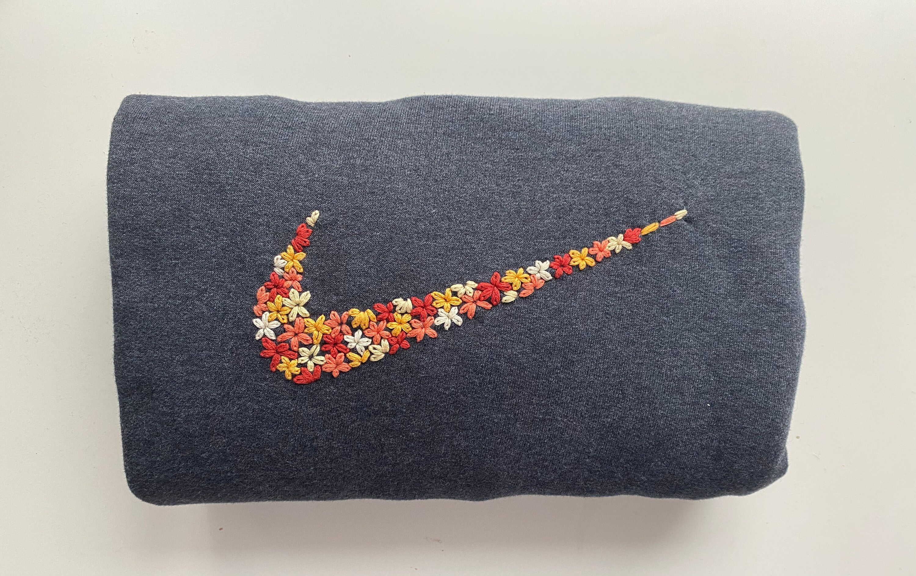 Nike flower embroidered crewneck sweatshirt | Etsy