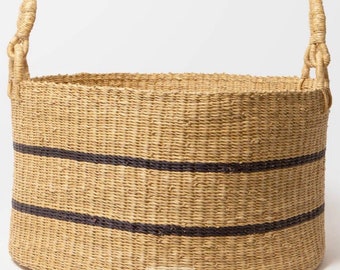 Handwoven Bolga Basket: Ghanaian Elephant Grass Hamper