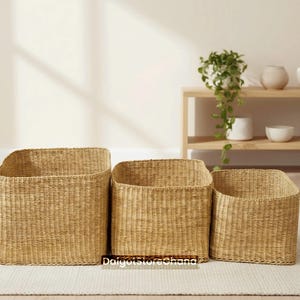 Handwoven Bolga Storage Basket: Natural Woven Grass, Boho Home Decor, Nursery Hamper