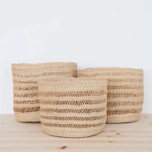 Handwoven Bolga Basket: Natural Woven Storage, Hamper Basket TWO