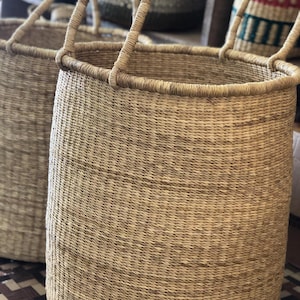 Natural Large Traditional Handwoven African Laundry Basket // Natural Hamper basket