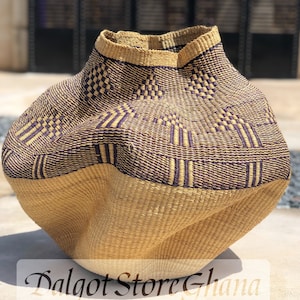 Special Bolga Wavy Basket, Flower Basket, Pot Basket, African Basket, Handmade Basket, Decor Basket