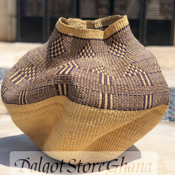 Special Bolga Wavy Basket, Flower Basket, Pot Basket, African Basket, Handmade Basket, Decor Basket