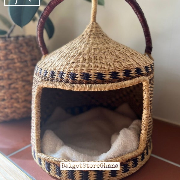 Natural Pet Bed| Handmade Cat Bed| Cat Basket| | Custom Pet Bed| Large Cat Bed|Cat Bed Furniture| Handmade Puppy Bed| Woven Cat Bed