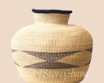 Pot Basket, Bolga basket, African basket, Hand woven basket, storage basket, shopping basket, market basket, woven basket, straw basket