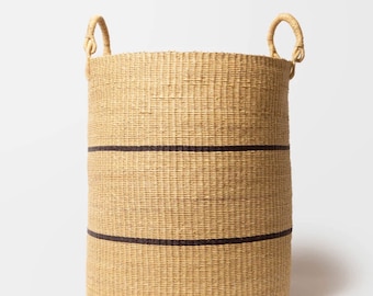 Large Traditional Handwoven African Laundry Basket // Natural Hamper basket