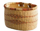 African Handmade Bicycle Basket- Natural