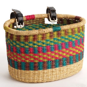 African Handmade Bicycle Basket- Natural