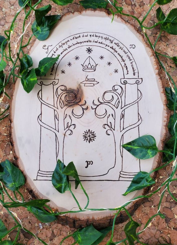 Doors of Durin Pyrography Doors of Moria Wood Art Lord of | Etsy